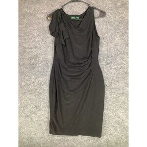 Lauren Ralph Lauren Black Sheath Dress Cowl Neck Stretch Sleeveless 8P